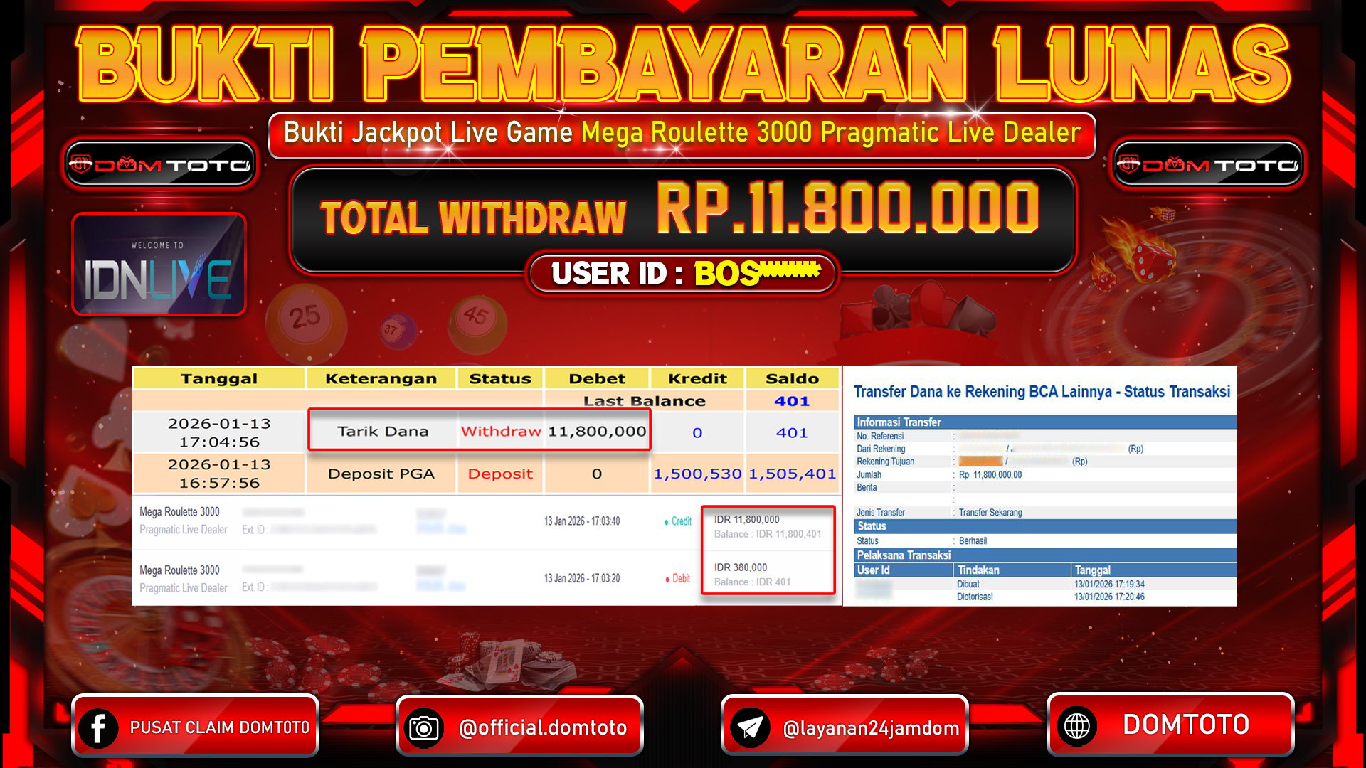 JACKPOT LIVE GAMES Mega Roulette 3000 Pragmatic Play 13 JANUARI 2026
